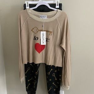 NWT Wildfox Key to my Heart Lounge SET Small